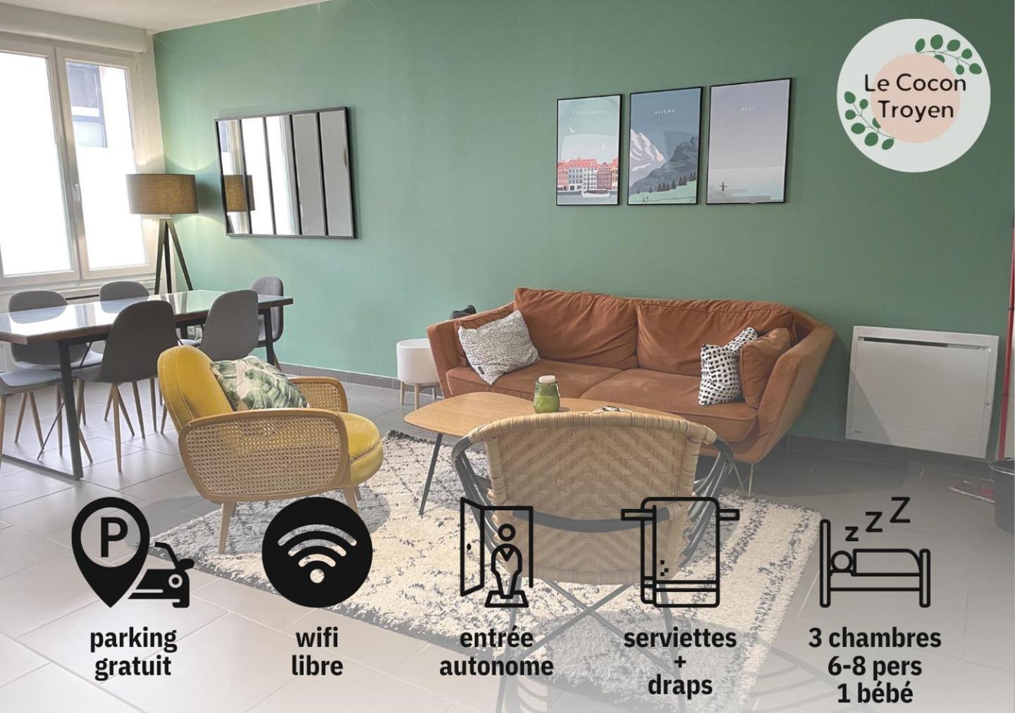 Le Cocon Troyen - 6-8P - 2 Parking Gratuits Apartment Troyes Luaran gambar